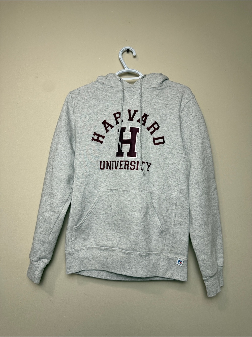 Russell Athletic Gray Crewneck Hoodie with Maroon Harvard Logo size S
